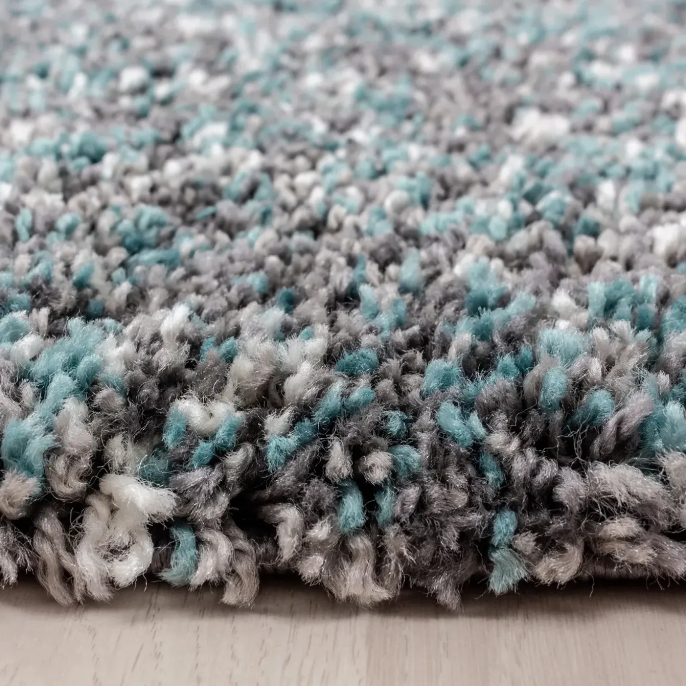Flycarpets Hoogpolig Vloerkleed - Lorium Gemeleerd Blauw/grijs/crème 200 X 290 Cm