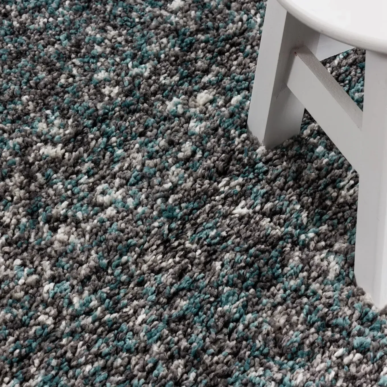 Flycarpets Hoogpolig Vloerkleed - Lorium Gemeleerd Blauw/grijs/crème 200 X 290 Cm