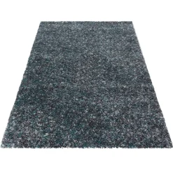 Flycarpets Hoogpolig Vloerkleed - Lorium Gemeleerd Blauw/grijs/crème 200 X 290 Cm