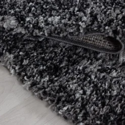 Flycarpets Hoogpolig vloerkleed - Lorium gemeleerd antraciet/wit/grijs 160 X 230 CM