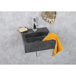 Differnz Fonteinset Luxor Natuursteen wasbak Zwart 38 x 14 x 8 CM