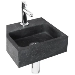 Differnz Fonteinset Luxor Natuursteen wasbak Zwart 38 x 14 x 8 CM