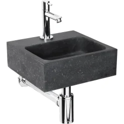 Differnz Fonteinset Luxor Natuursteen wasbak Zwart 38 x 14 x 8 CM