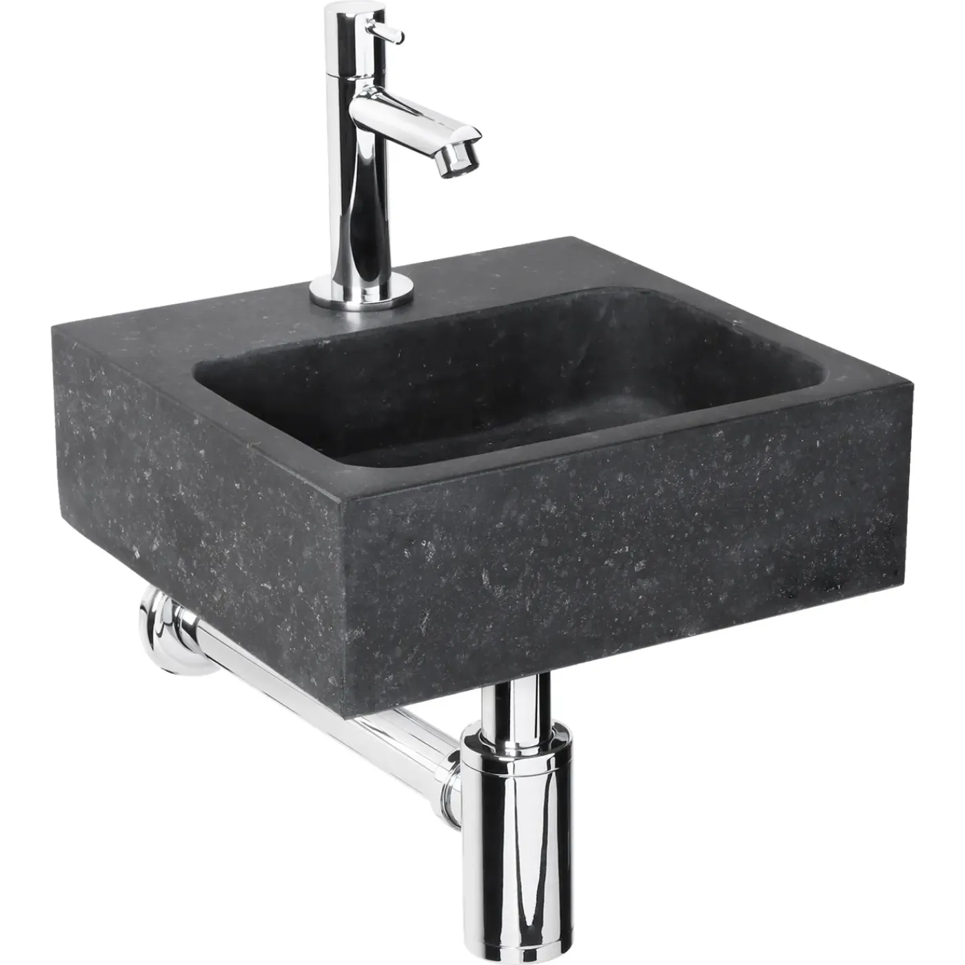 Differnz Fonteinset Luxor Natuursteen wasbak Zwart 38 x 14 x 8 CM