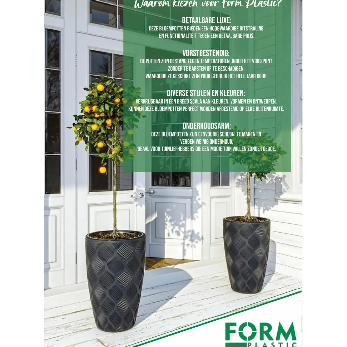 Form Plastic Plantenpot Trolley - Grijs - Rond - Max 70 Kilo