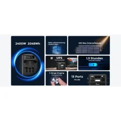 FOSSiBOT F2400 Draagbaar Powerstation - 2400W 2048Wh LiFePO4 Welektrische generator-5 jaar garantie