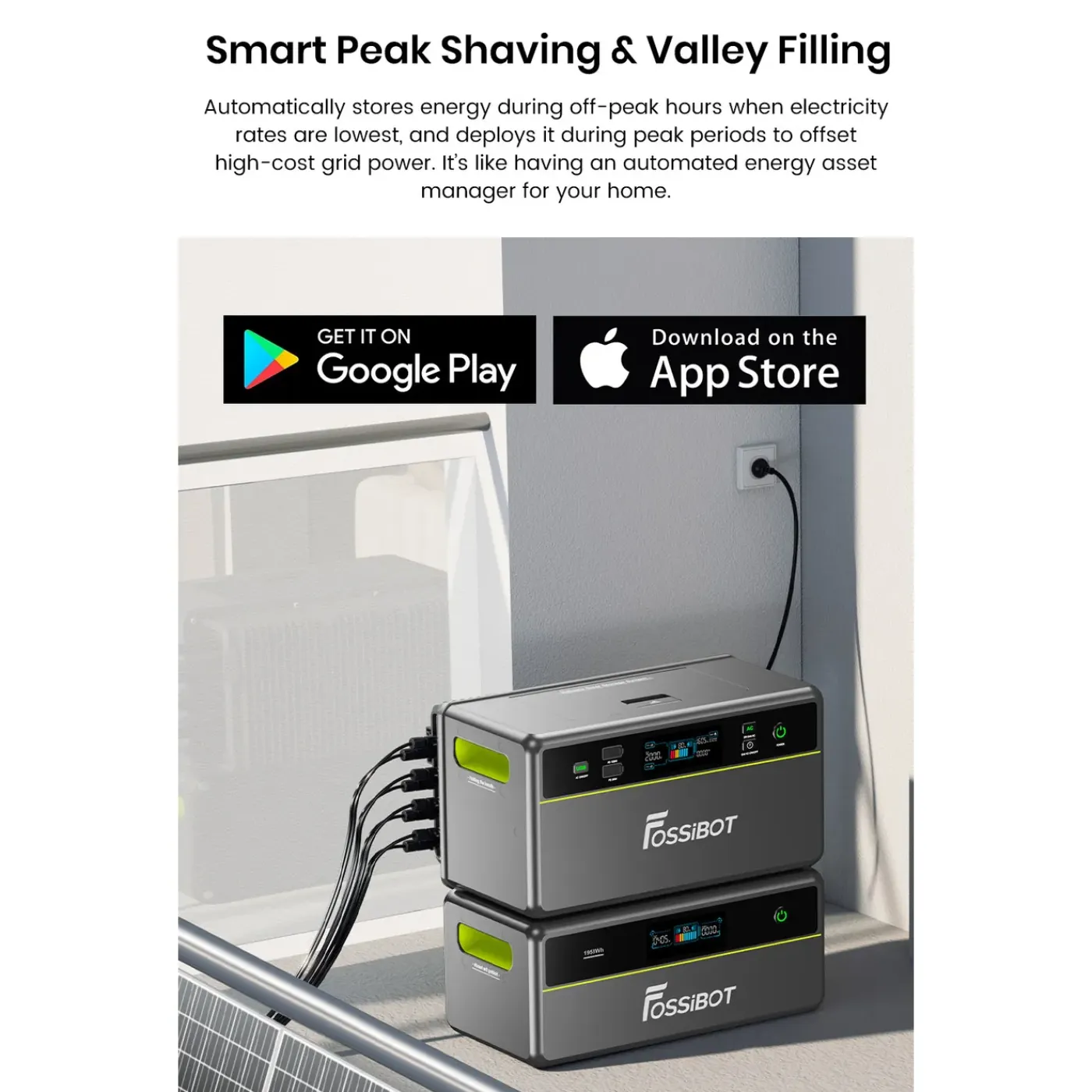 FOSSiBOT -FPB 1200W AC-1958Wh-Balkonkraftwerk zonnegenerator + FBP1200-B LFP Draagbaar Energiestation