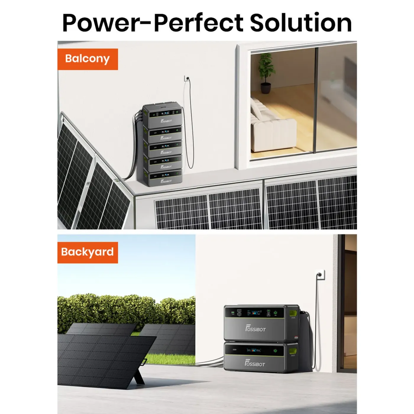 FOSSiBOT -FPB 1200W AC-1958Wh-Balkonkraftwerk zonnegenerator + FBP1200-B LFP Draagbaar Energiestation
