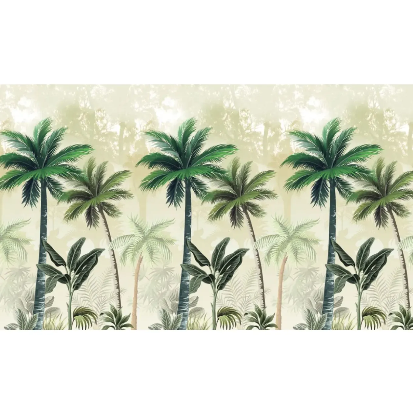 Fotobehang Smart Art Palmbomen - Groen - Beige - 2,70 m x 159 cm