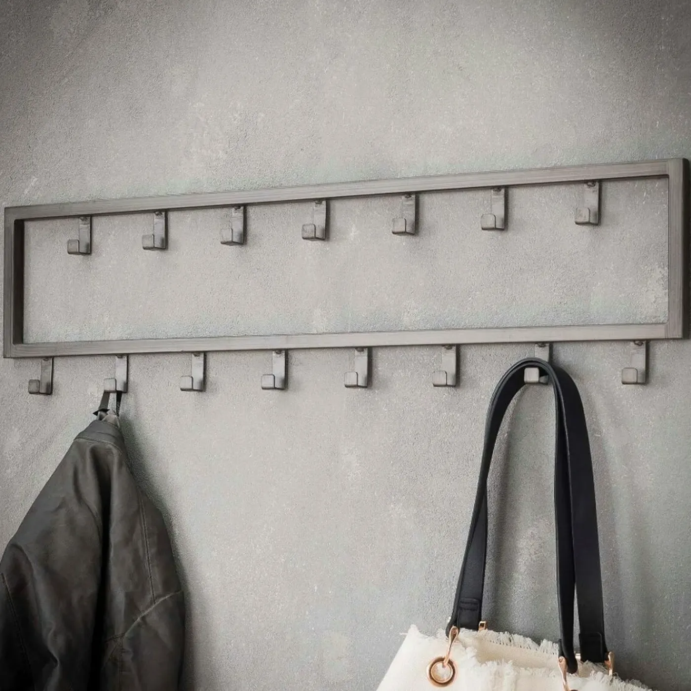 Fraaai - Kapstok Industrieel 15 Haken - 80 Cm Zwart