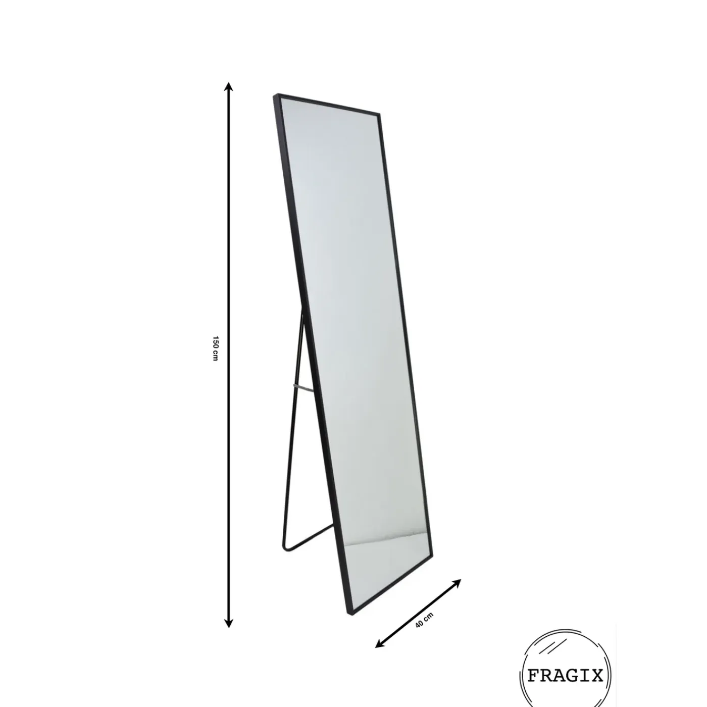 Fragix York Passpiegel - Zwart - Aluminium - 150x40