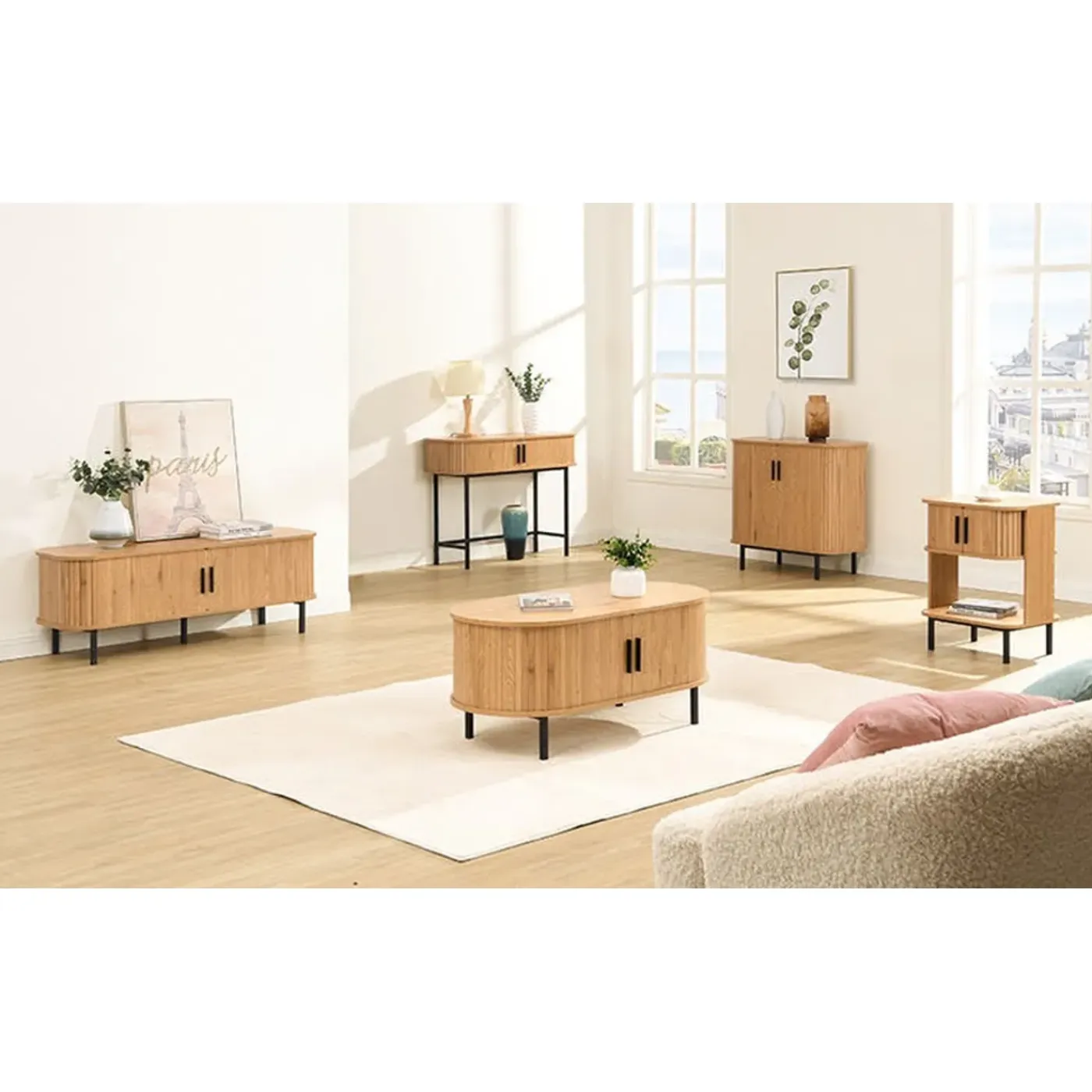 Furnilux Helsingborg Sidetable Console Licht Eiken - 100x35x75 Cm