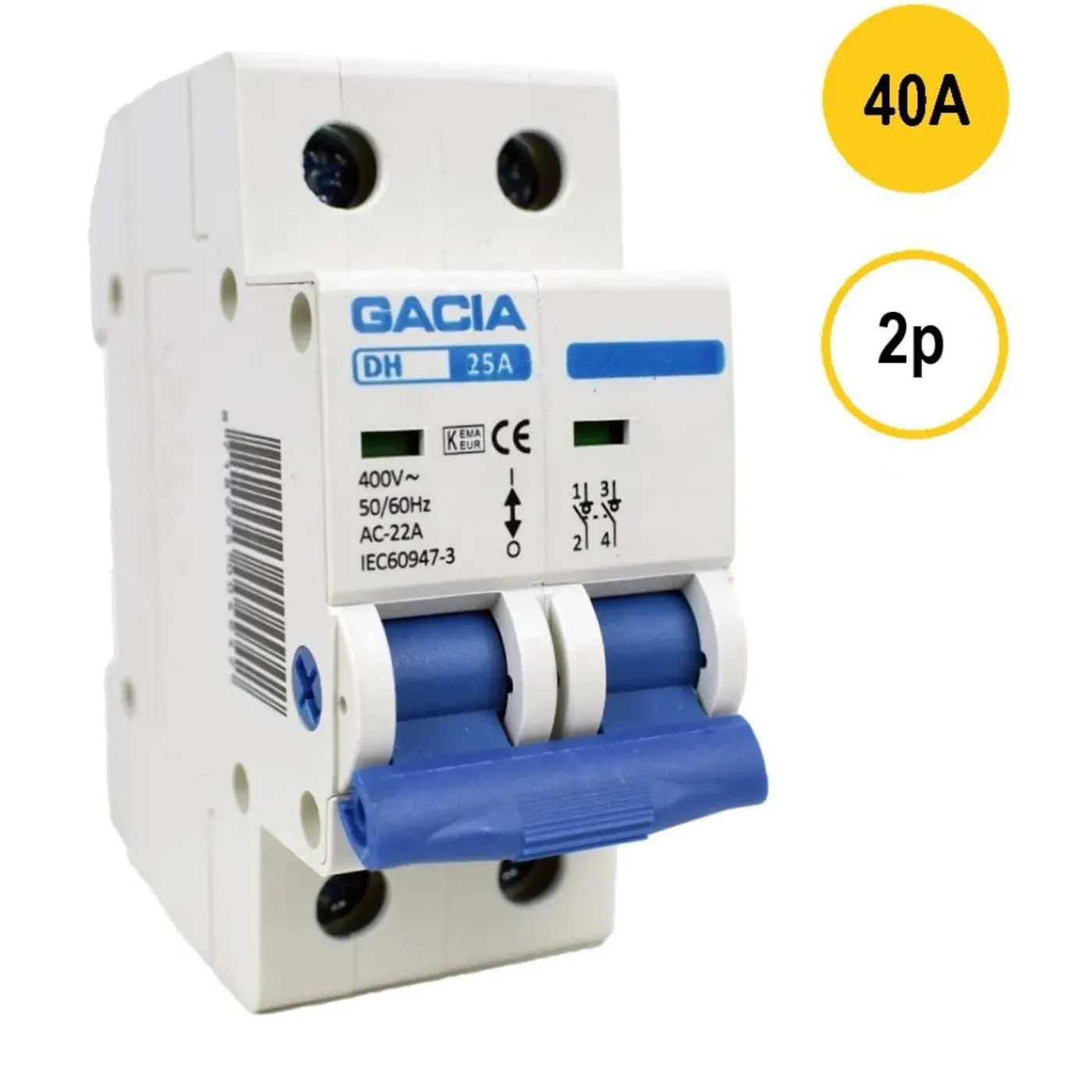 Gacia Hoofdschakelaar 40a 2p - Dh-240