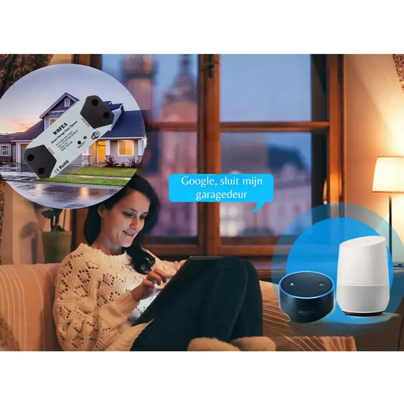 Garagedeur Opener Voor Bestaande Aandrijving Met Wifi Bediening En Spraakbesturing