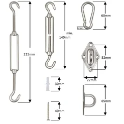 4gardenz 6 Mm Rvs Schaduwdoek Bevestigingset / Zonnedoek Montage