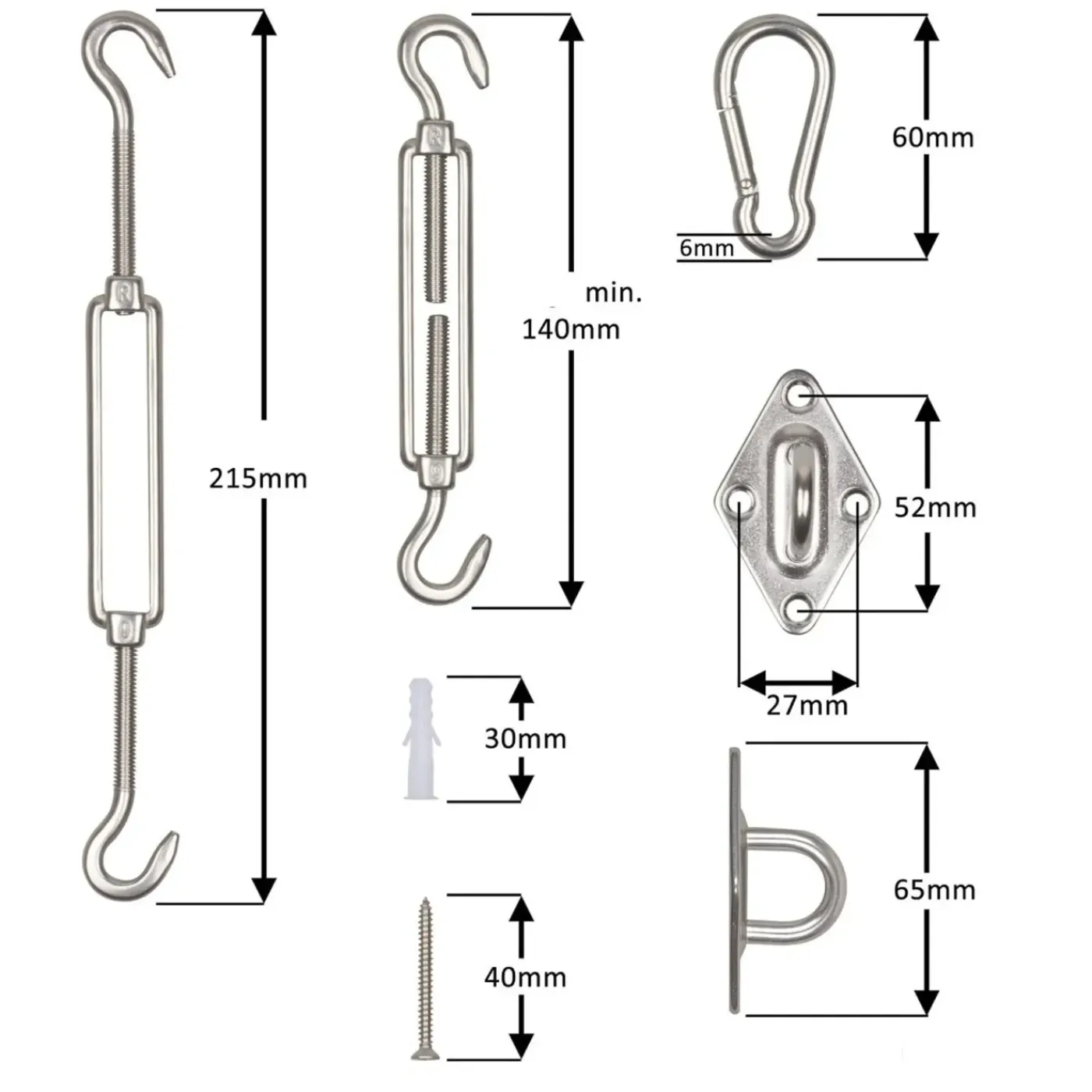 4gardenz 6 Mm Rvs Schaduwdoek Bevestigingset / Zonnedoek Montage