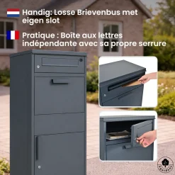 4gardenz Pakketbrievenbus Met Apart Postvak - Anti-diefstal - Staande Pakketbox - Antraciet