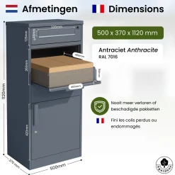 4gardenz Pakketbrievenbus Met Apart Postvak - Anti-diefstal - Staande Pakketbox - Antraciet