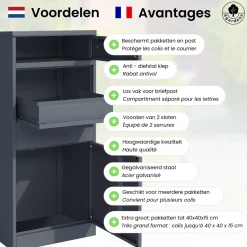 4gardenz Pakketbrievenbus Met Apart Postvak - Anti-diefstal - Staande Pakketbox - Antraciet