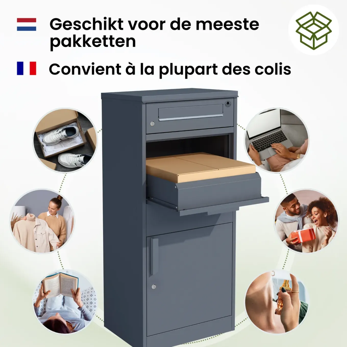 4gardenz Pakketbrievenbus Met Apart Postvak - Anti-diefstal - Staande Pakketbox - Antraciet