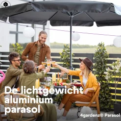 4gardenz Parasol Rond 300 Cm Met Volant - Kantelbaar - Upf50+ - Antraciet