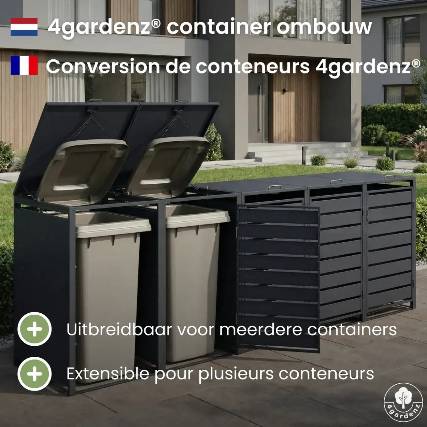 4gardenz Premium Kliko Ombouw 4 Bakken - Containerombouw - Antraciet