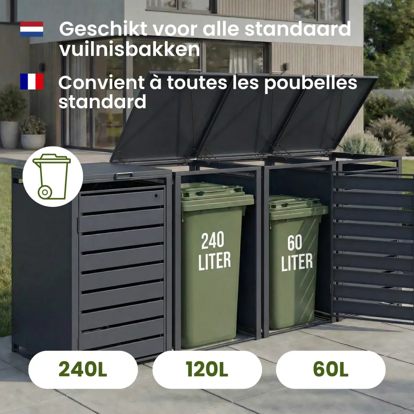4gardenz Premium Kliko Ombouw 4 Bakken - Containerombouw - Antraciet