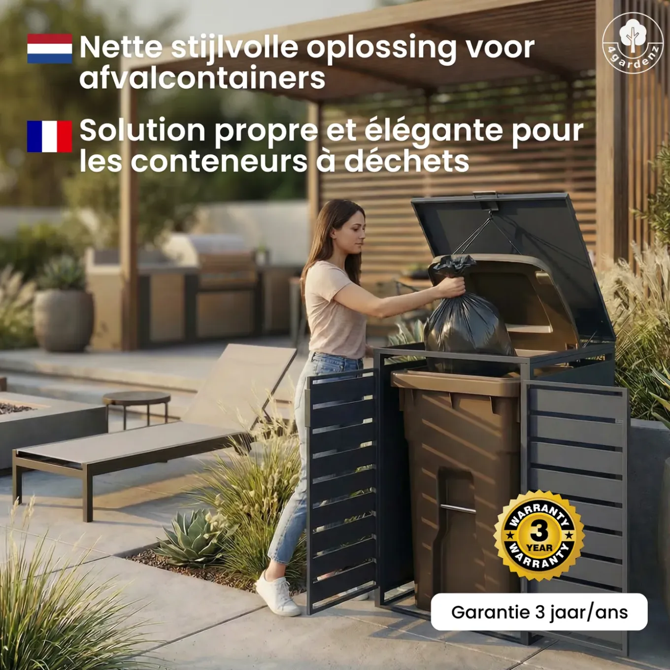 4gardenz Premium Kliko Ombouw 4 Bakken - Containerombouw - Antraciet