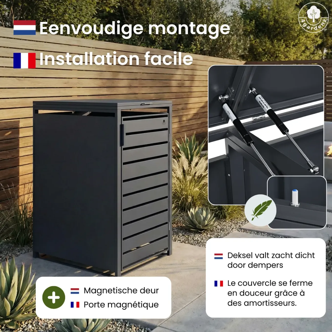 4gardenz Premium Kliko Ombouw 4 Bakken - Containerombouw - Antraciet