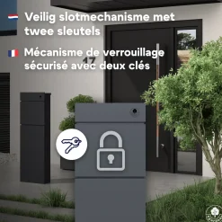 4gardenz Vrijstaande Brievenbus - Gegalvaniseerd Staand Met Slot - Antraciet
