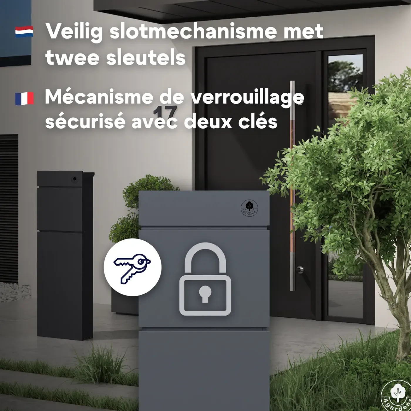 4gardenz Vrijstaande Brievenbus - Gegalvaniseerd Staand Met Slot - Antraciet