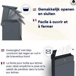 4gardenz Vrijstaande Brievenbus - Gegalvaniseerd Staand Met Slot - Antraciet