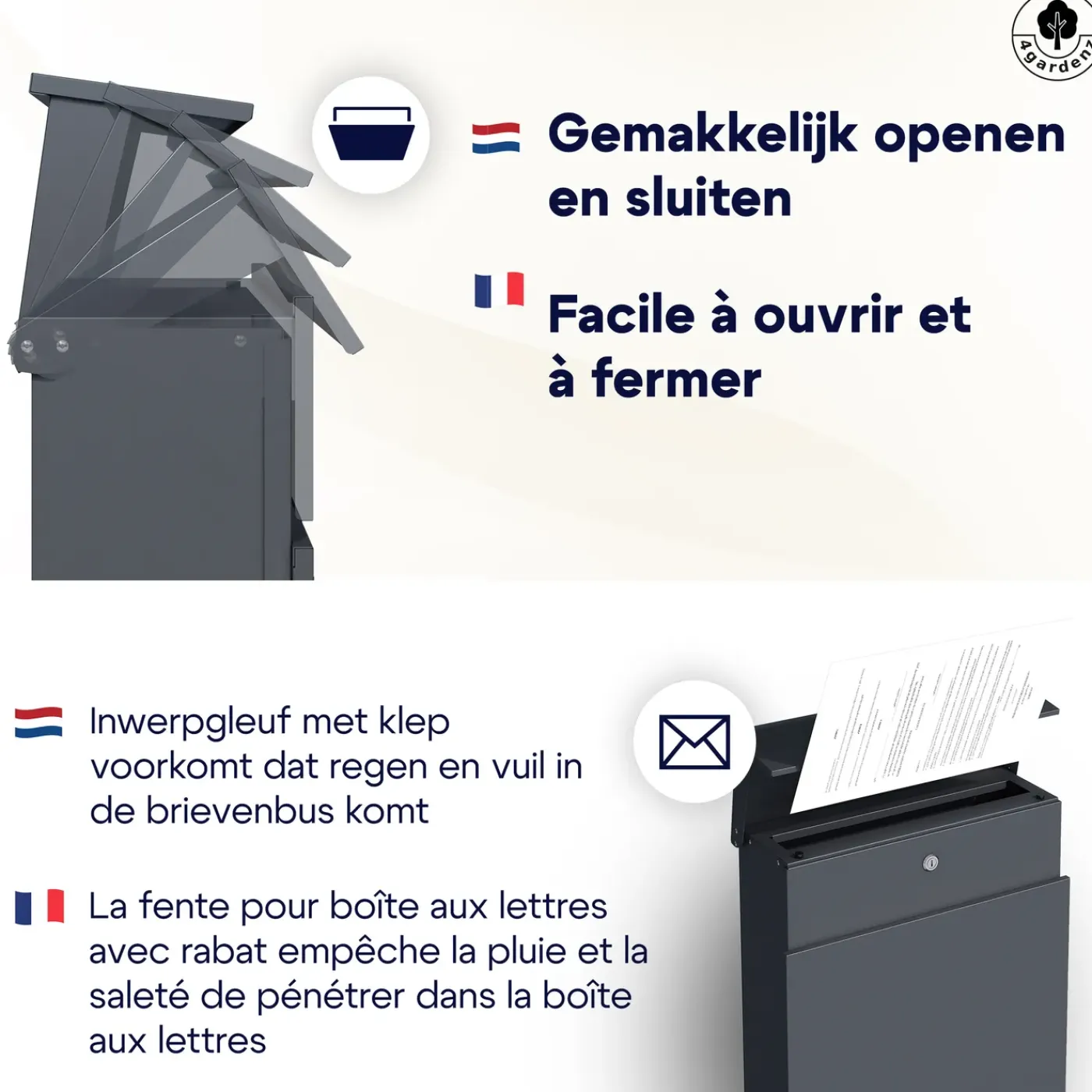 4gardenz Vrijstaande Brievenbus - Gegalvaniseerd Staand Met Slot - Antraciet