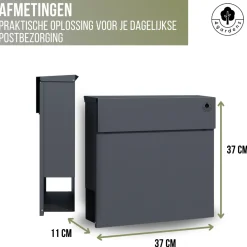 4gardenz Wandbrievenbus Met Veilig Slot - Brievenbus Hangend Staal - Antraciet