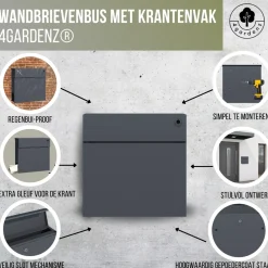 4gardenz Wandbrievenbus Met Veilig Slot - Brievenbus Hangend Staal - Antraciet