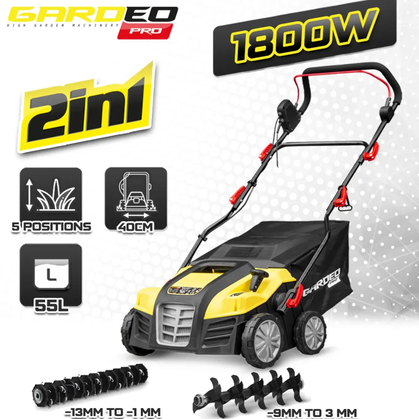 Gardeo Pro - Elektrische Verticuteermachine 1800w - 40cm