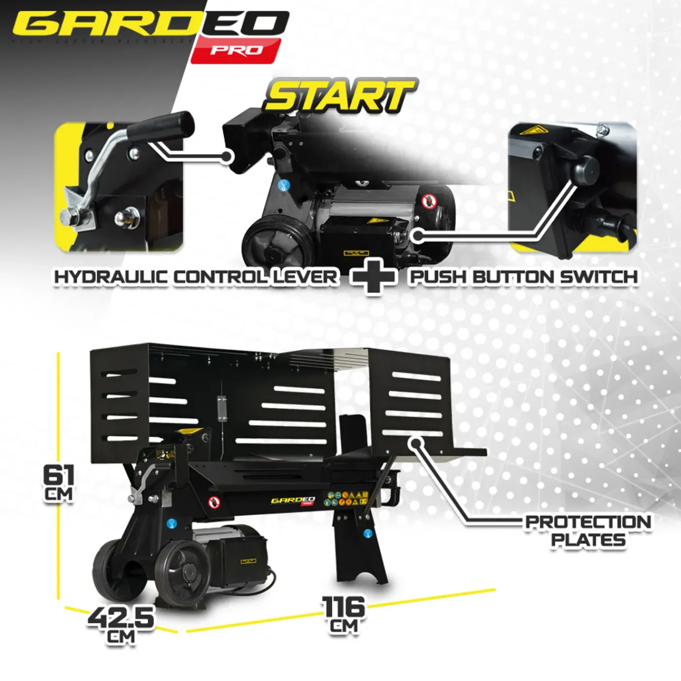 Gardeo Pro - Horizontale Houtkliever 2200 W 5 Ton