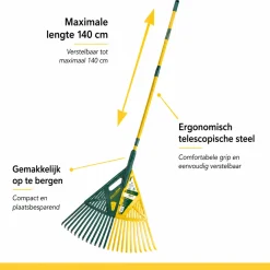 Gardirex 2-in-1 Bladhark Met Telescopische Steel 146cm - 24 Tanden
