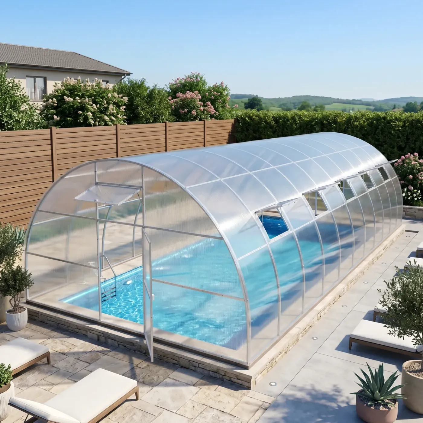 Garten Dream - Zwembad Overkapping - Nero - 5x10m - Verzinkt Staal - 6mm Polycarbonaat