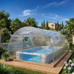 Garten Dream - Zwembad Overkapping - Nero - 5x8m - Verzinkt Staal - 6mm Polycarbonaat