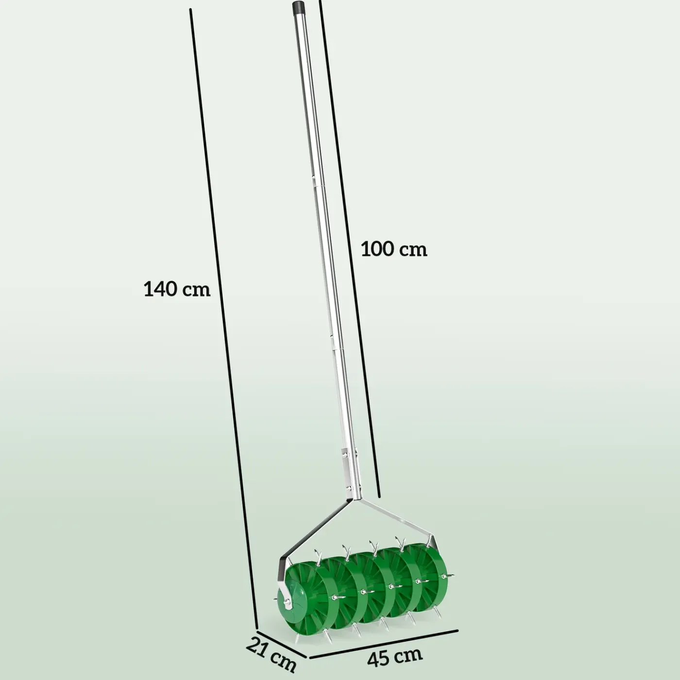 Overig Gazonbeluchter Verticuteerder 45cm Breed Met 30 Stalen Spikes -groen