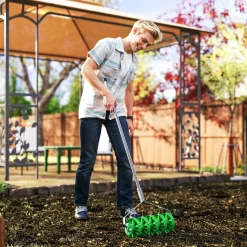 Overig Gazonbeluchter Verticuteerder 45cm Breed Met 30 Stalen Spikes -groen
