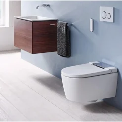 Geberit Aquaclean Sela Douche-wc – Oriëntatielicht & Ladydouche – Wit, Designafdekking Chroom