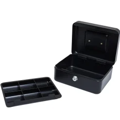 Geldkist 10359190 - met sleutelslot - 6 opbergvakken - 25x18x9cm