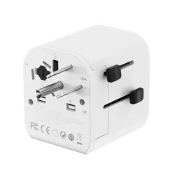 Gembird - Geaarde Universele Reisstekker Met Usb Lader, 20 W, Wit