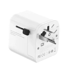 Gembird - Geaarde Universele Reisstekker Met Usb Lader, 20 W, Wit