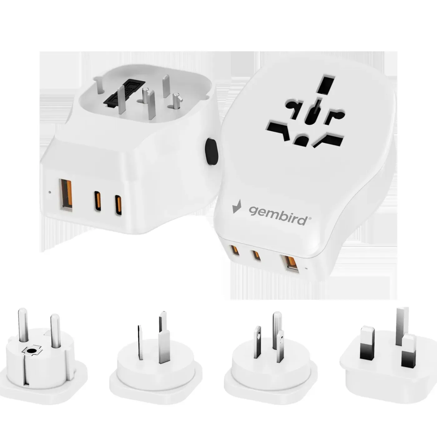 Gembird - Universele Reisstekkerset Met Usb Lader, 20 W, Wit