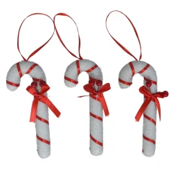 Gerimport Kerstornamenten - Zuurstokken - 3x - Kunststof - 12 Cm