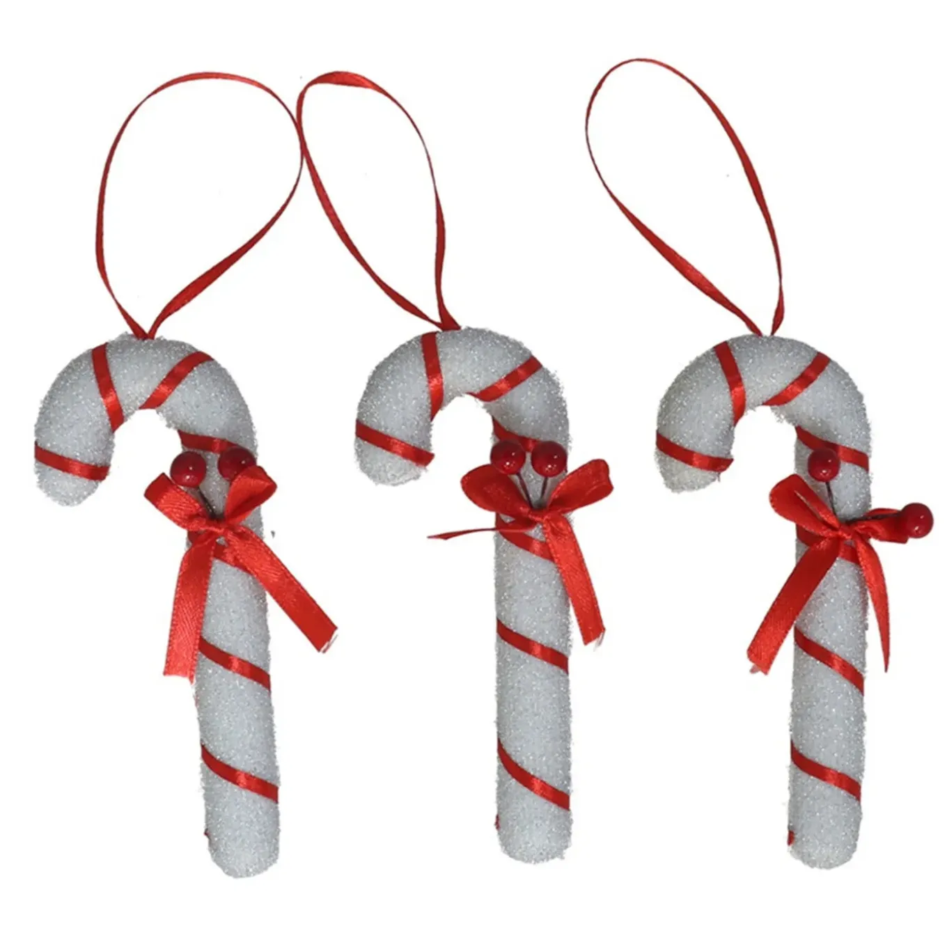 Gerimport Kerstornamenten - Zuurstokken - 3x - Kunststof - 12 Cm