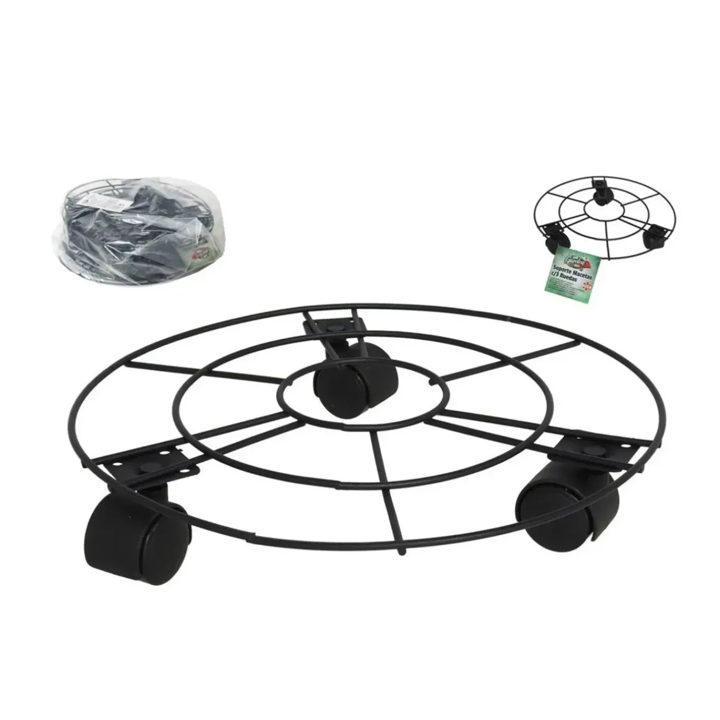 Gerimport Planten Trolley - Multiroller - Rond - Zwart - 25 Cm